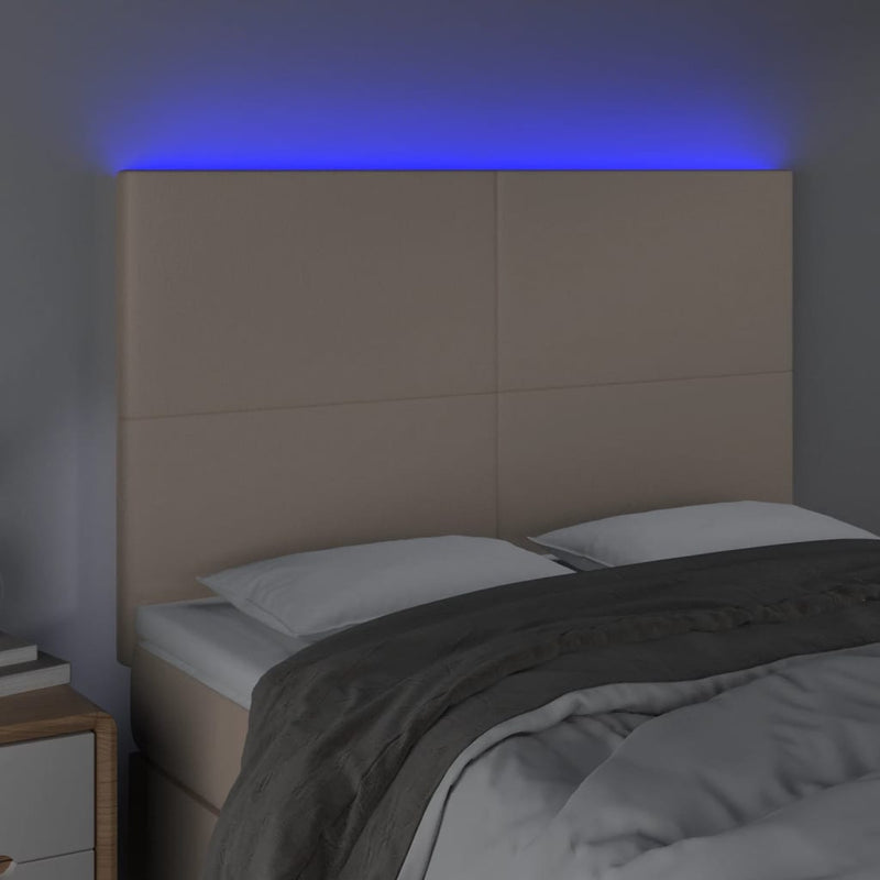 vidaXL cappuccino műbőr LED-es fejtámla 144x5x118/128 cm