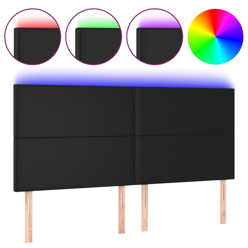 vidaXL fekete műbőr LED-es fejtámla 180x5x118/128 cm