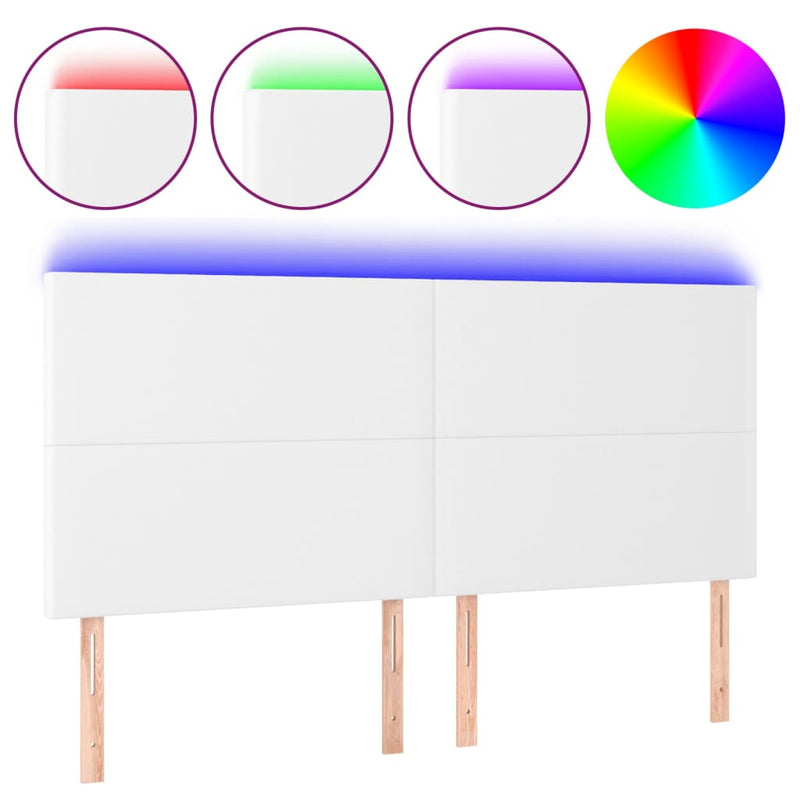 vidaXL fehér műbőr LED-es fejtámla 200x5x118/128 cm