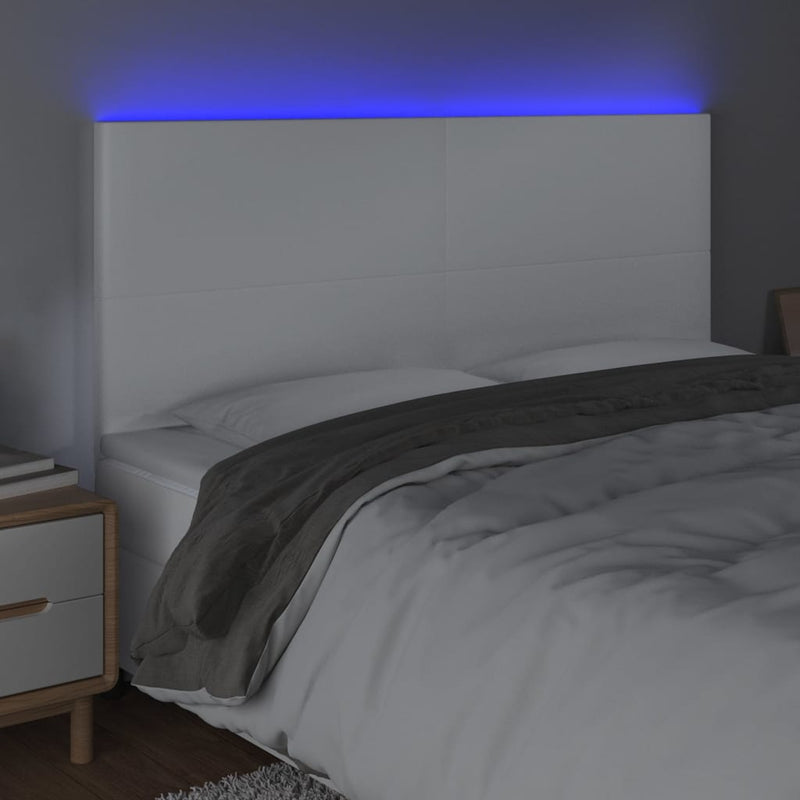 vidaXL fehér műbőr LED-es fejtámla 200x5x118/128 cm