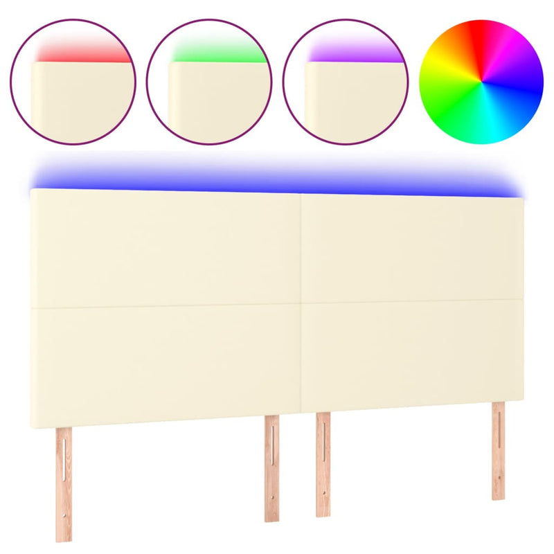 vidaXL krémszínű műbőr LED-es fejtámla 200x5x118/128 cm