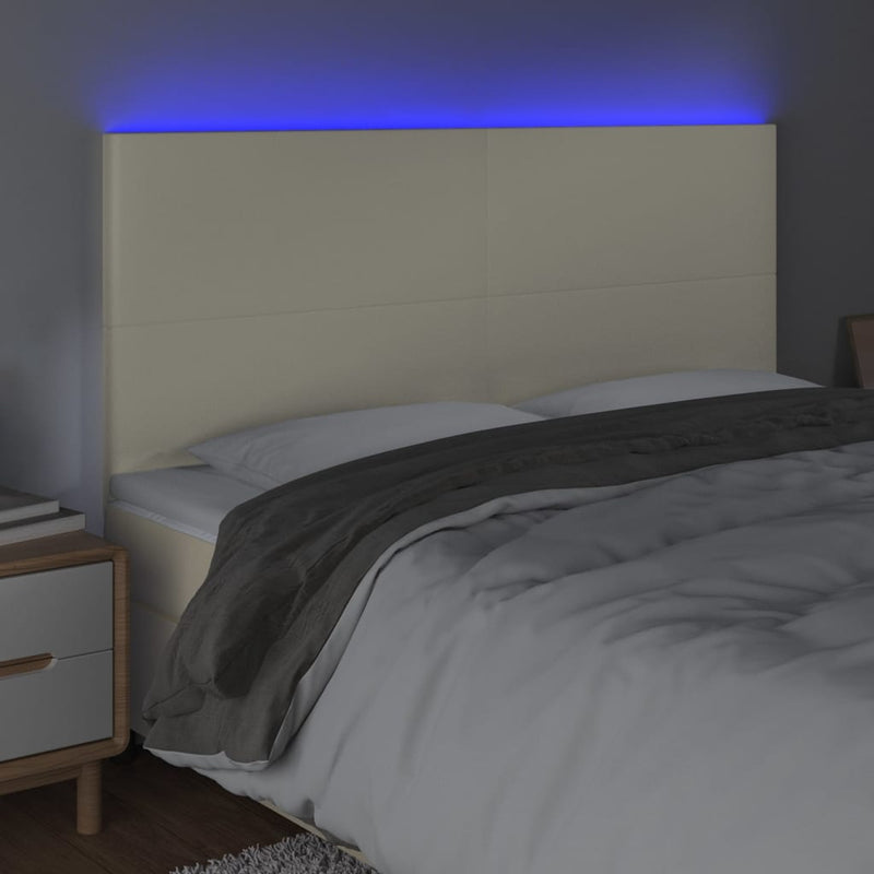 vidaXL krémszínű műbőr LED-es fejtámla 200x5x118/128 cm