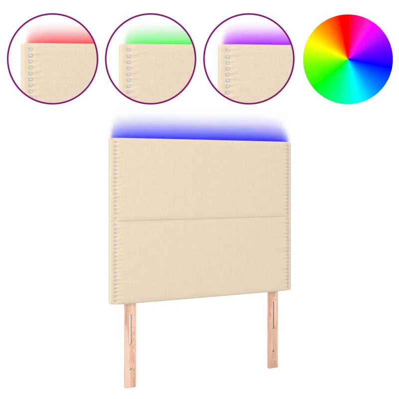 vidaXL krémszínű szövet LED-es fejtámla 80x5x118/128 cm