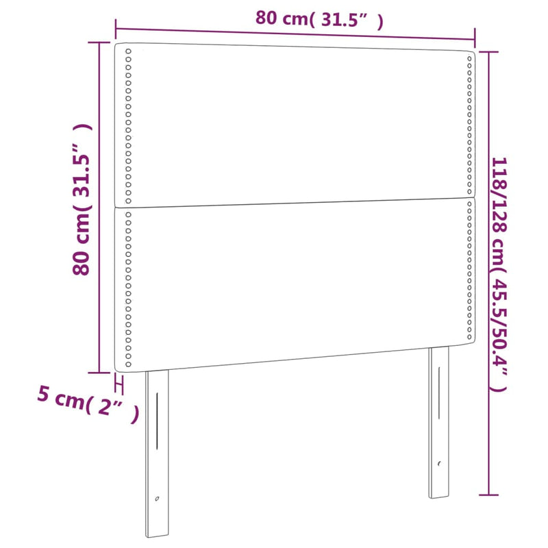 vidaXL krémszínű szövet LED-es fejtámla 80x5x118/128 cm
