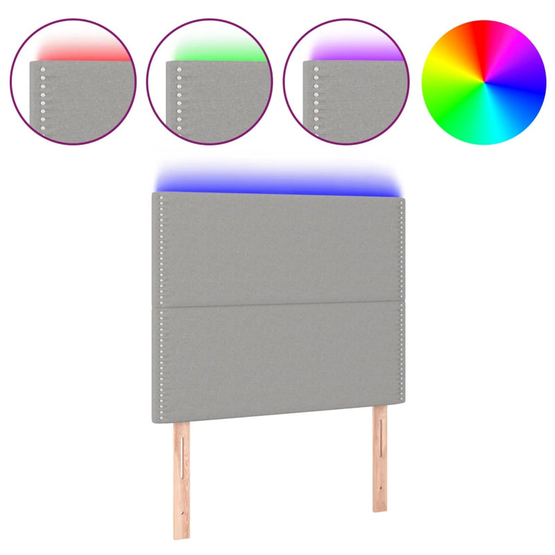 vidaXL világosszürke szövet LED-es fejtámla 100x5x118/128 cm