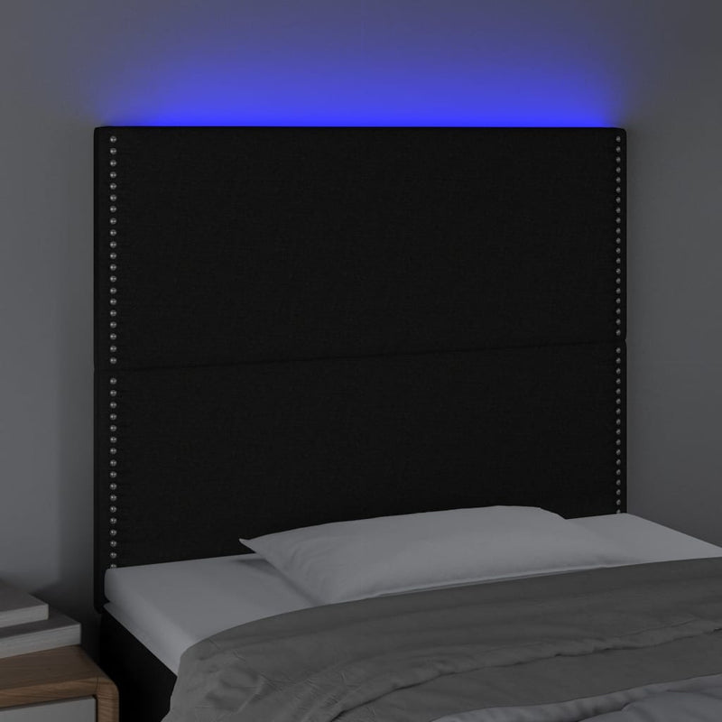 vidaXL fekete szövet LED-es fejtámla 100x5x118/128 cm