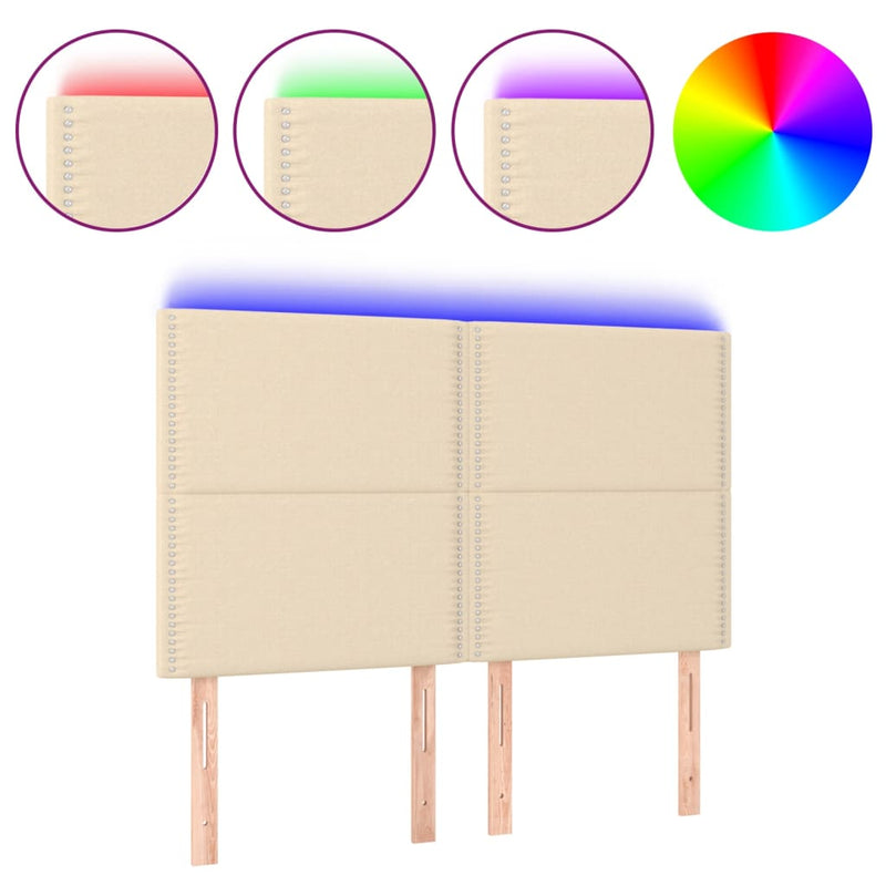 vidaXL krémszínű szövet LED-es fejtámla 144x5x118/128 cm