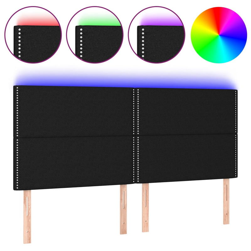 vidaXL fekete szövet LED-es fejtámla 160x5x118/128 cm