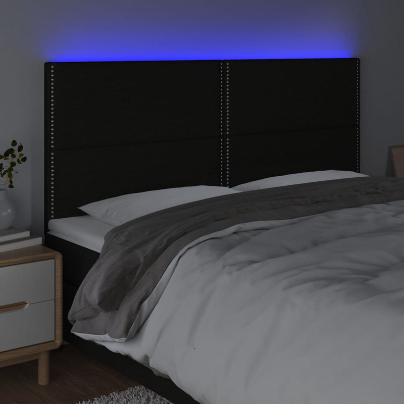 vidaXL fekete szövet LED-es fejtámla 160x5x118/128 cm