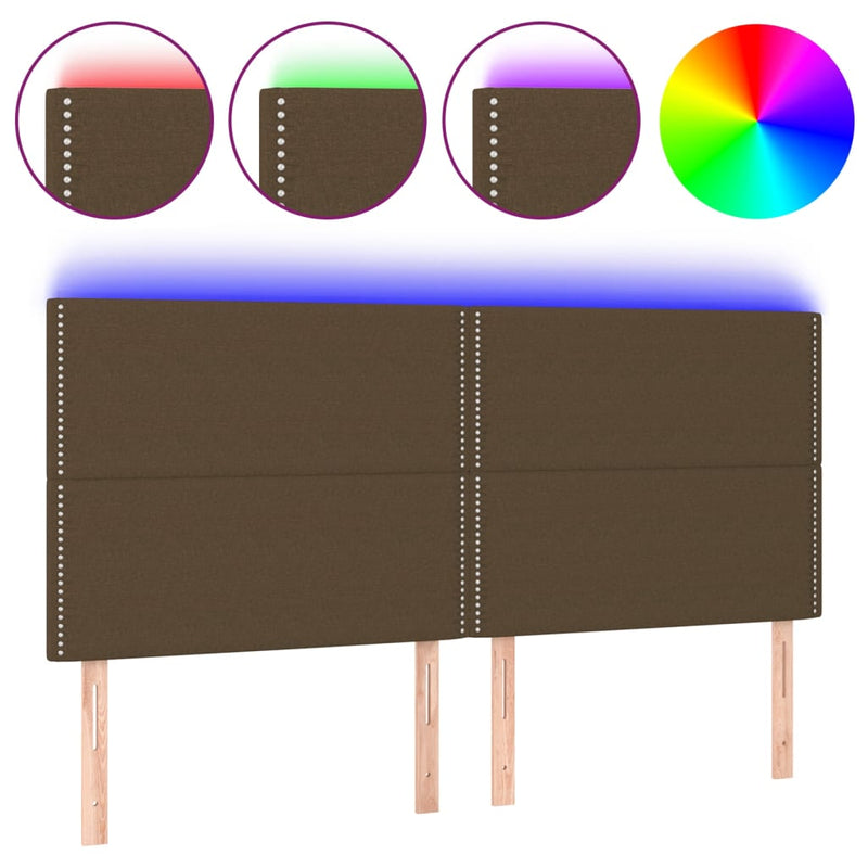 vidaXL sötétbarna szövet LED-es fejtámla 160x5x118/128 cm