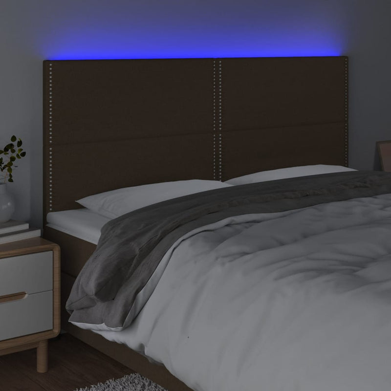 vidaXL sötétbarna szövet LED-es fejtámla 160x5x118/128 cm