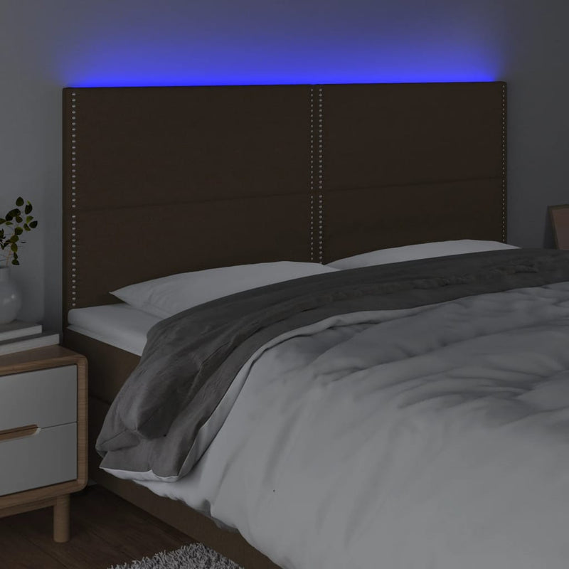vidaXL sötétbarna szövet LED-es fejtámla 180x5x118/128 cm