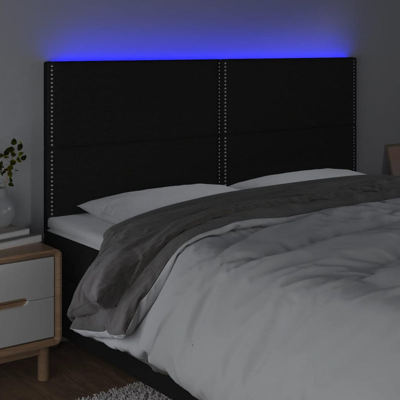 vidaXL fekete szövet LED-es fejtámla 200x5x118/128 cm