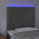 vidaXL sötétszürke bársony LED-es fejtámla 90x5x118/128 cm