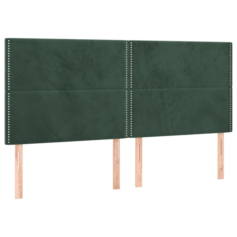 vidaXL sötétzöld bársony LED-es fejtámla 160x5x118/128 cm