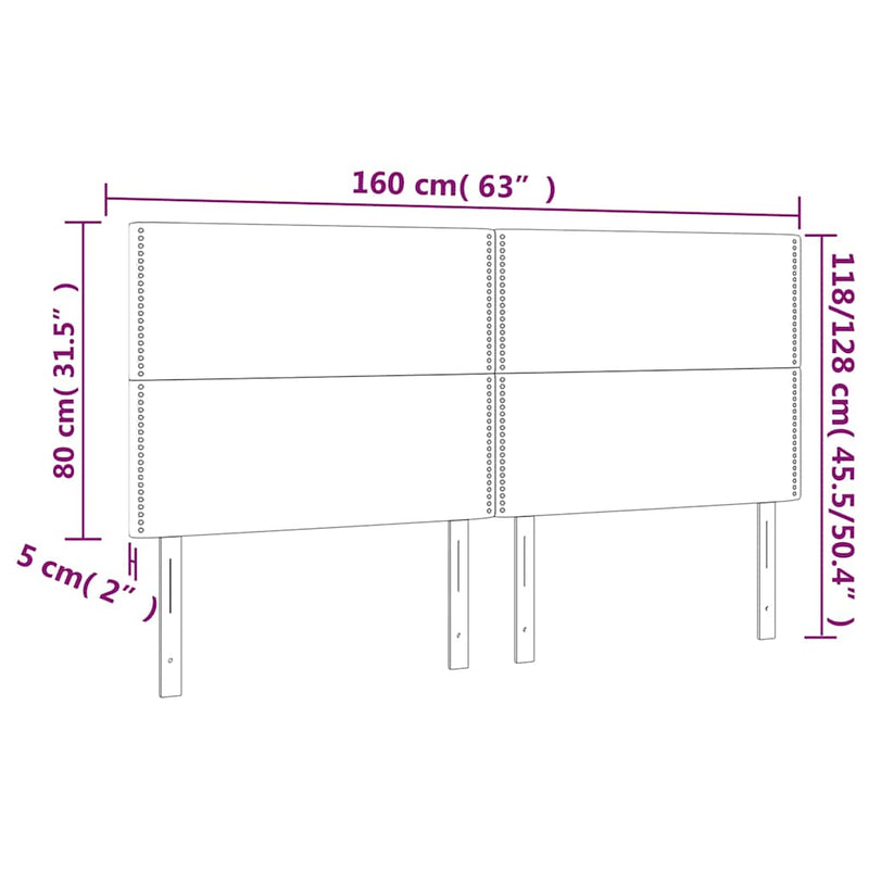 vidaXL sötétzöld bársony LED-es fejtámla 160x5x118/128 cm