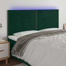 vidaXL sötétzöld bársony LED-es fejtámla 180x5x118/128 cm