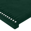 vidaXL sötétzöld bársony LED-es fejtámla 200x5x118/128 cm