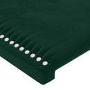 vidaXL sötétzöld bársony LED-es fejtámla 200x5x118/128 cm