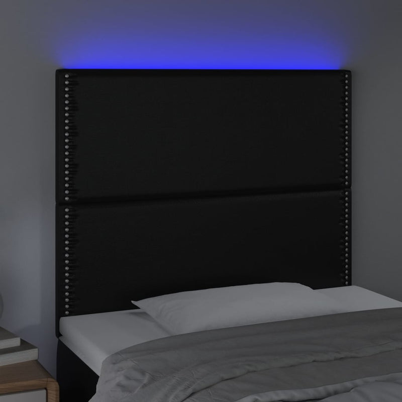 vidaXL fekete műbőr LED-es fejtámla 80x5x118/128 cm
