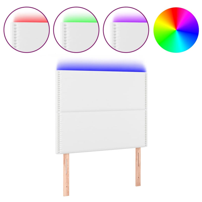 vidaXL fehér műbőr LED-es fejtámla 80x5x118/128 cm