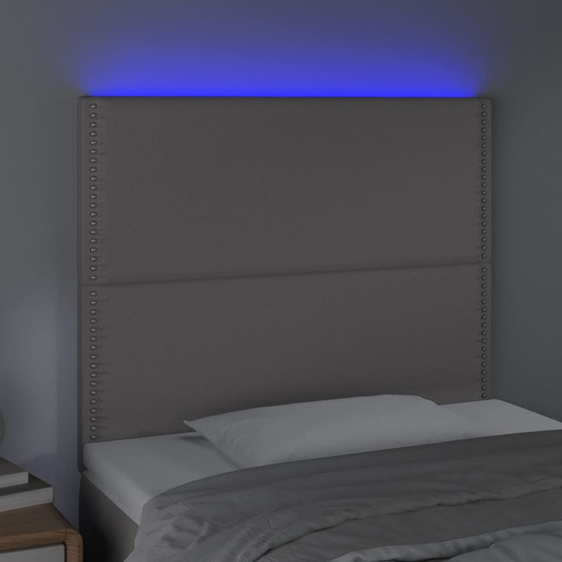 vidaXL szürke műbőr LED-es fejtámla 80x5x118/128 cm