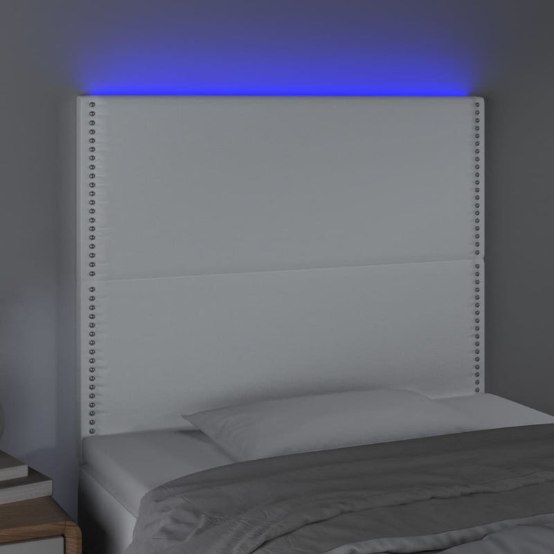 vidaXL fehér műbőr LED-es fejtámla 90x5x118/128 cm