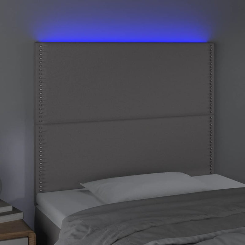 vidaXL szürke műbőr LED-es fejtámla 90x5x118/128 cm
