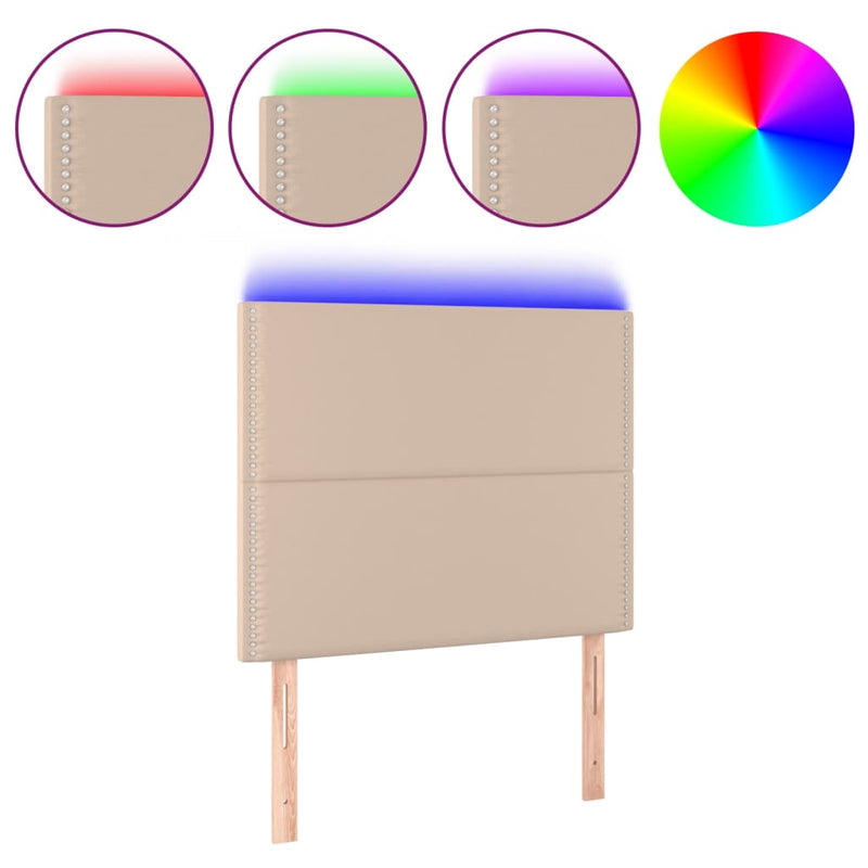 vidaXL cappuccino műbőr LED-es fejtámla 90x5x118/128 cm