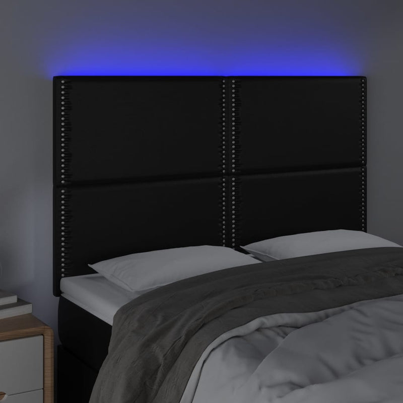 vidaXL fekete műbőr LED-es fejtámla 144x5x118/128 cm