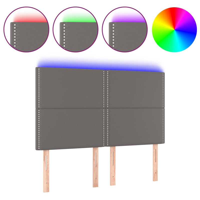 vidaXL szürke műbőr LED-es fejtámla 144x5x118/128 cm