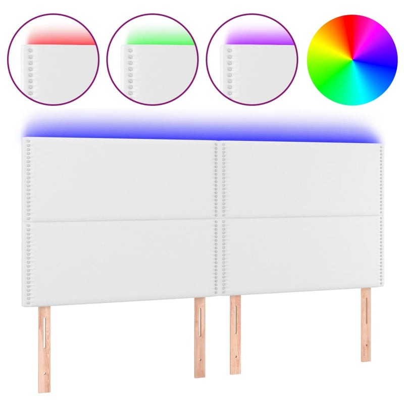 vidaXL fehér műbőr LED-es fejtámla 160x5x118/128 cm