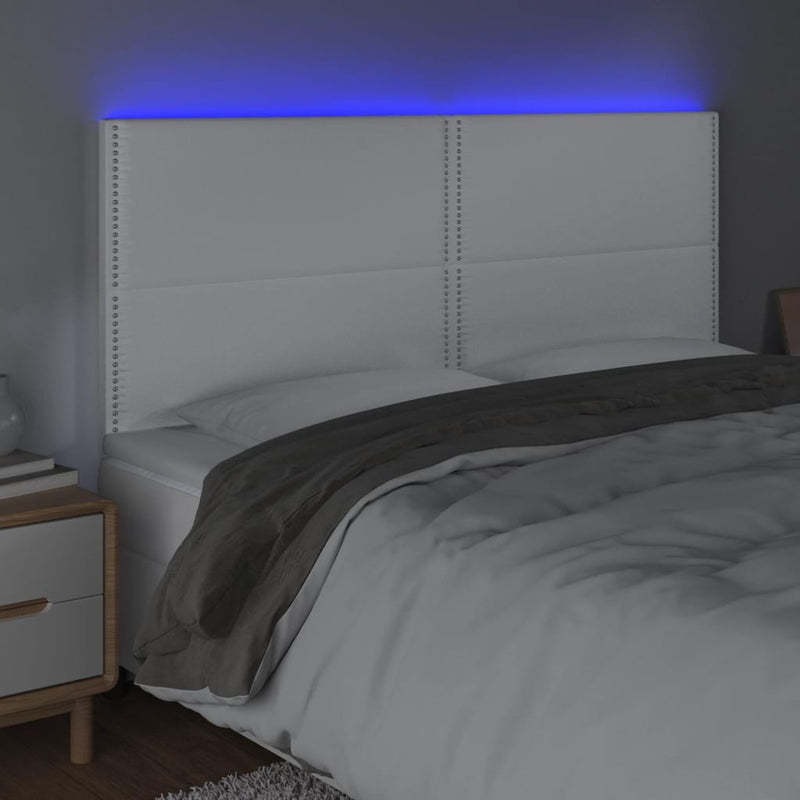 vidaXL fehér műbőr LED-es fejtámla 160x5x118/128 cm