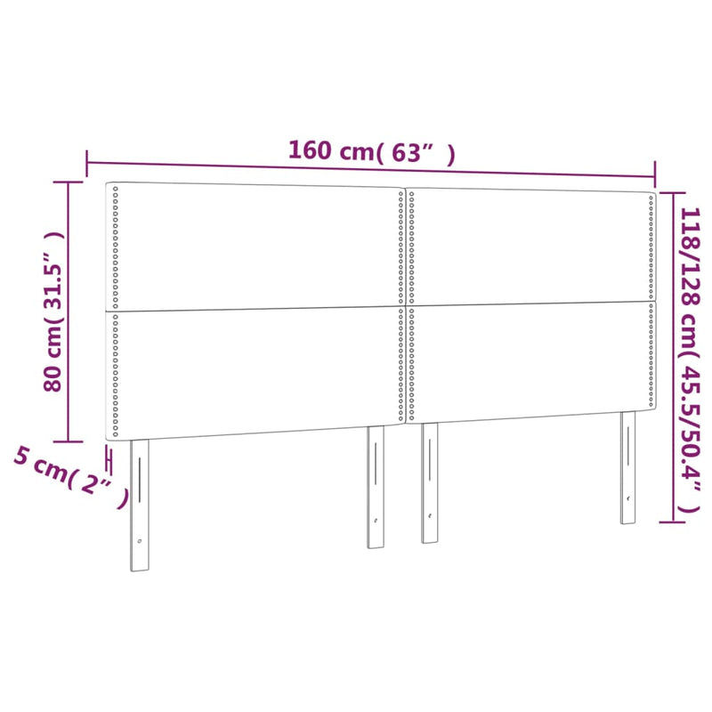 vidaXL fehér műbőr LED-es fejtámla 160x5x118/128 cm