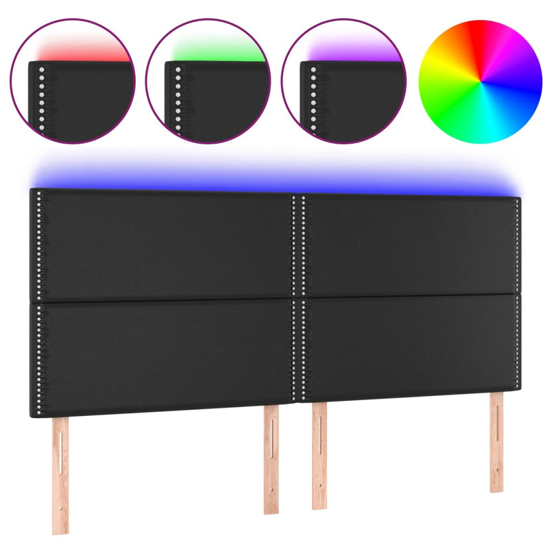vidaXL fekete műbőr LED-es fejtámla 200x5x118/128 cm