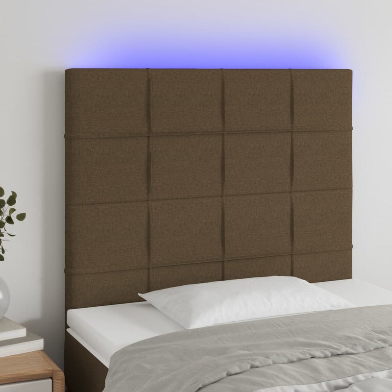 vidaXL sötétbarna szövet LED-es fejtámla 90x5x118/128 cm