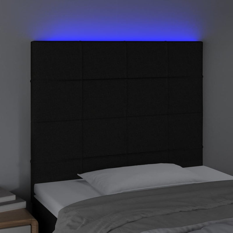 vidaXL fekete szövet LED-es fejtámla 100x5x118/128 cm