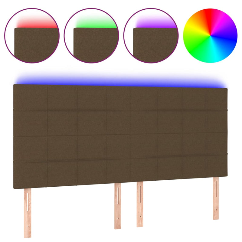 vidaXL sötétbarna szövet LED-es fejtámla 160x5x118/128 cm