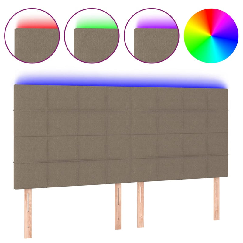 vidaXL tópszínű szövet LED-es fejtámla 160x5x118/128 cm