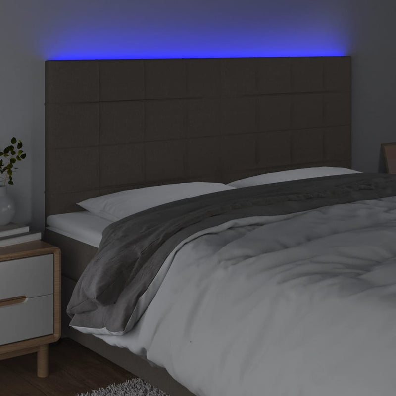 vidaXL tópszínű szövet LED-es fejtámla 160x5x118/128 cm