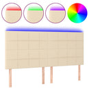 vidaXL krémszínű szövet LED-es fejtámla szárnyakkal 160x5x118/128 cm