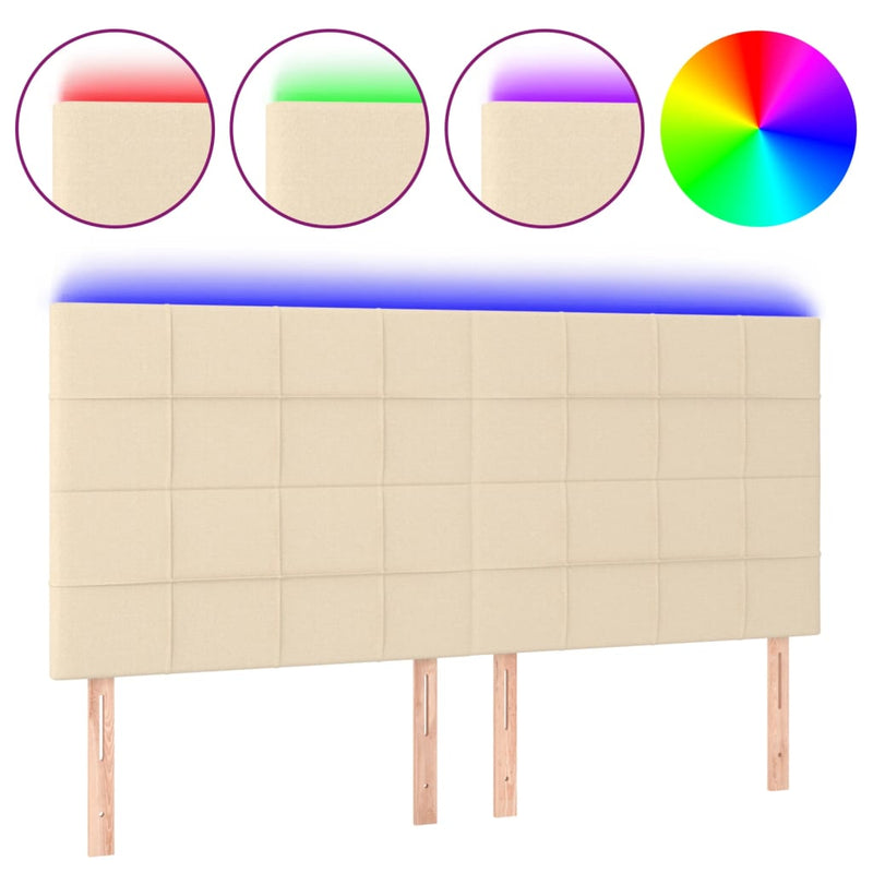 vidaXL krémszínű szövet LED-es fejtámla szárnyakkal 160x5x118/128 cm