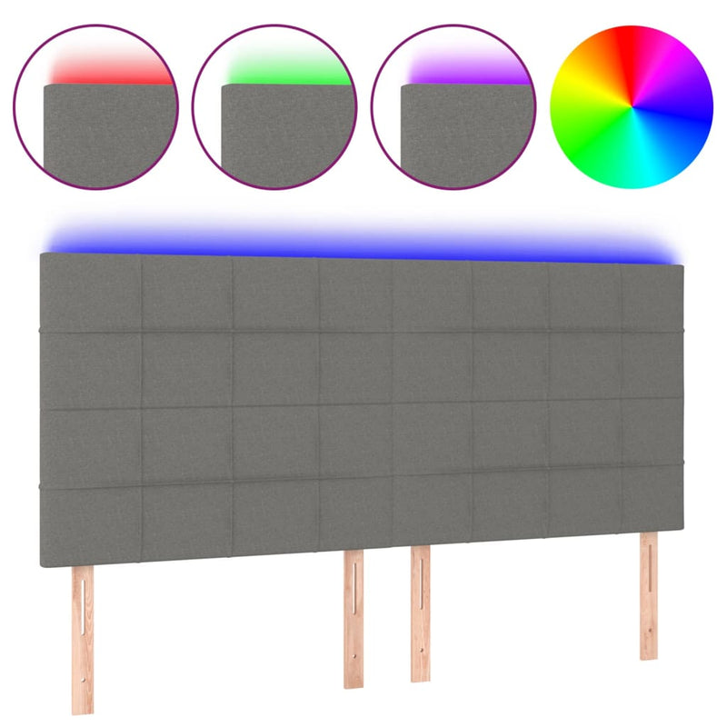 vidaXL sötétszürke szövet LED-es fejtámla 180x5x118/128 cm