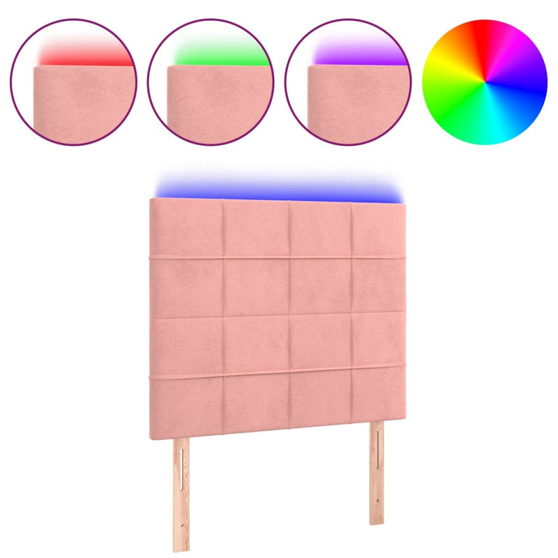 vidaXL rózsaszín bársony LED-es fejtámla 90x5x118/128 cm