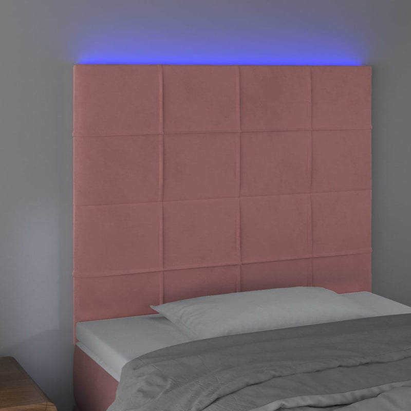 vidaXL rózsaszín bársony LED-es fejtámla 90x5x118/128 cm