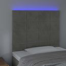 vidaXL világosszürke bársony LED-es fejtámla 100x5x118/128 cm
