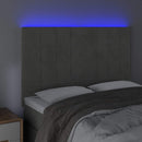 vidaXL világosszürke bársony LED-es fejtámla 144x5x118/128 cm