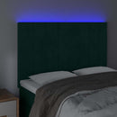 vidaXL sötétzöld bársony LED-es fejtámla 144x5x118/128 cm