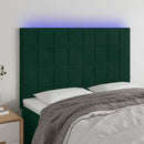 vidaXL sötétzöld bársony LED-es fejtámla 144x5x118/128 cm