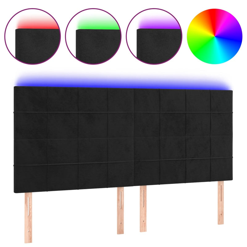 vidaXL fekete bársony LED-es fejtámla 180x5x118/128 cm